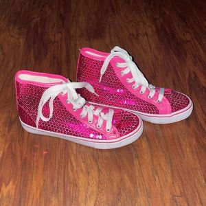 Converse-Style Pink High-Top Sneakers